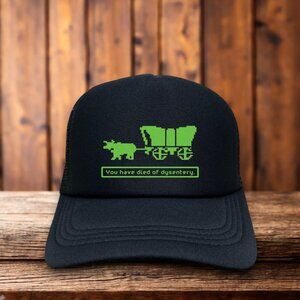 Oregon Trail You Have Died Of Dysentery Mens Trucker Hat Black Snapback 90s Cap
